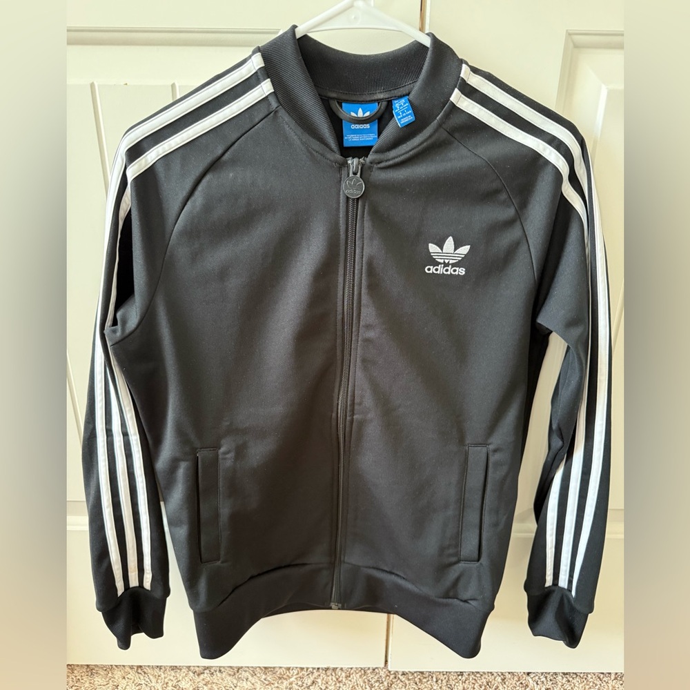 Adidas black zip up sz youth 13/14 EUC